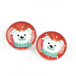 Cabochon sticla 18mm "Christmas" cod 1208