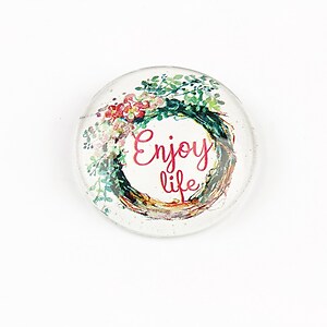 Cabochon sticla 25mm "Life" cod 1270