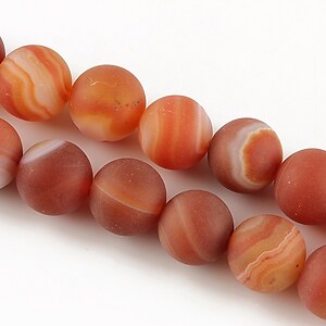 Agate striped frosted sfere 10mm - portocaliu