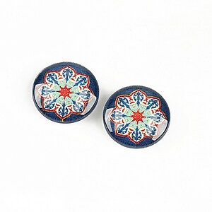 Cabochon sticla 14mm "Arabesque" cod 1310