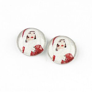 Cabochon sticla 14mm "Christmas" cod 1380