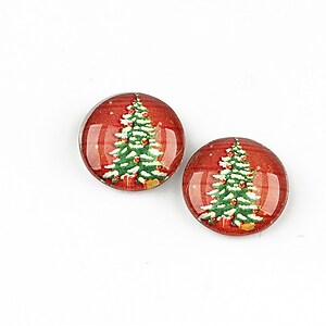 Cabochon sticla 14mm "Christmas" cod 1382