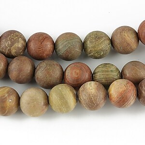 Red rainbow jasper frosted (mat) sfere 8mm