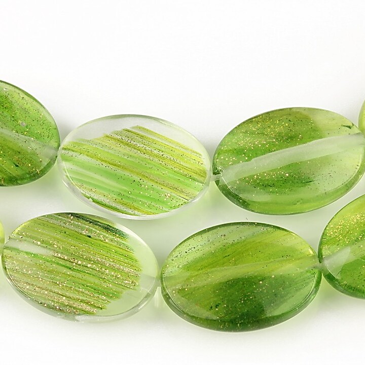 Cuart rutilat fatetat oval 18x13mm - verde