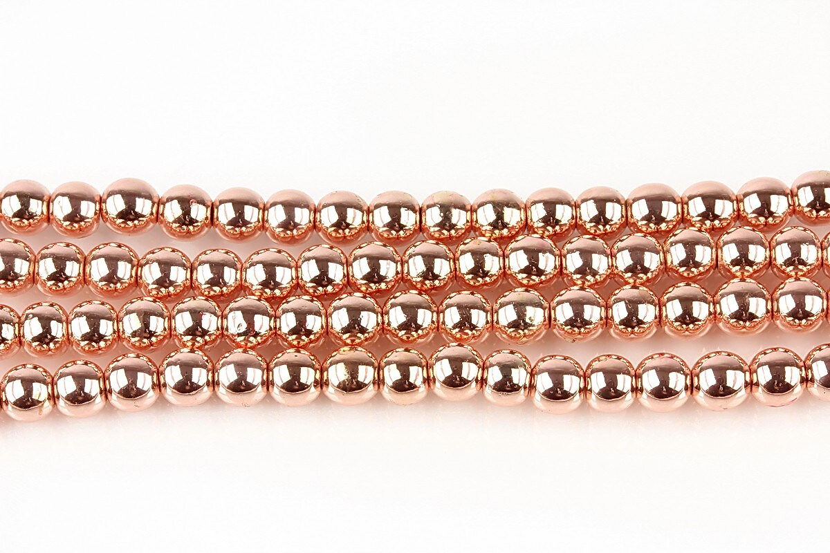 Hematit electroplacat sfere 4mm (10 buc.) - rose gold