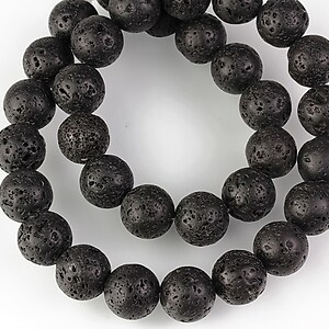 Margele lava neagra sfere 12mm (sirag)