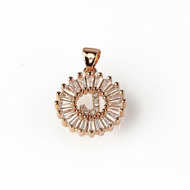 Charm floare cu strasuri Cubic Zirconia 22x15mm - rose gold