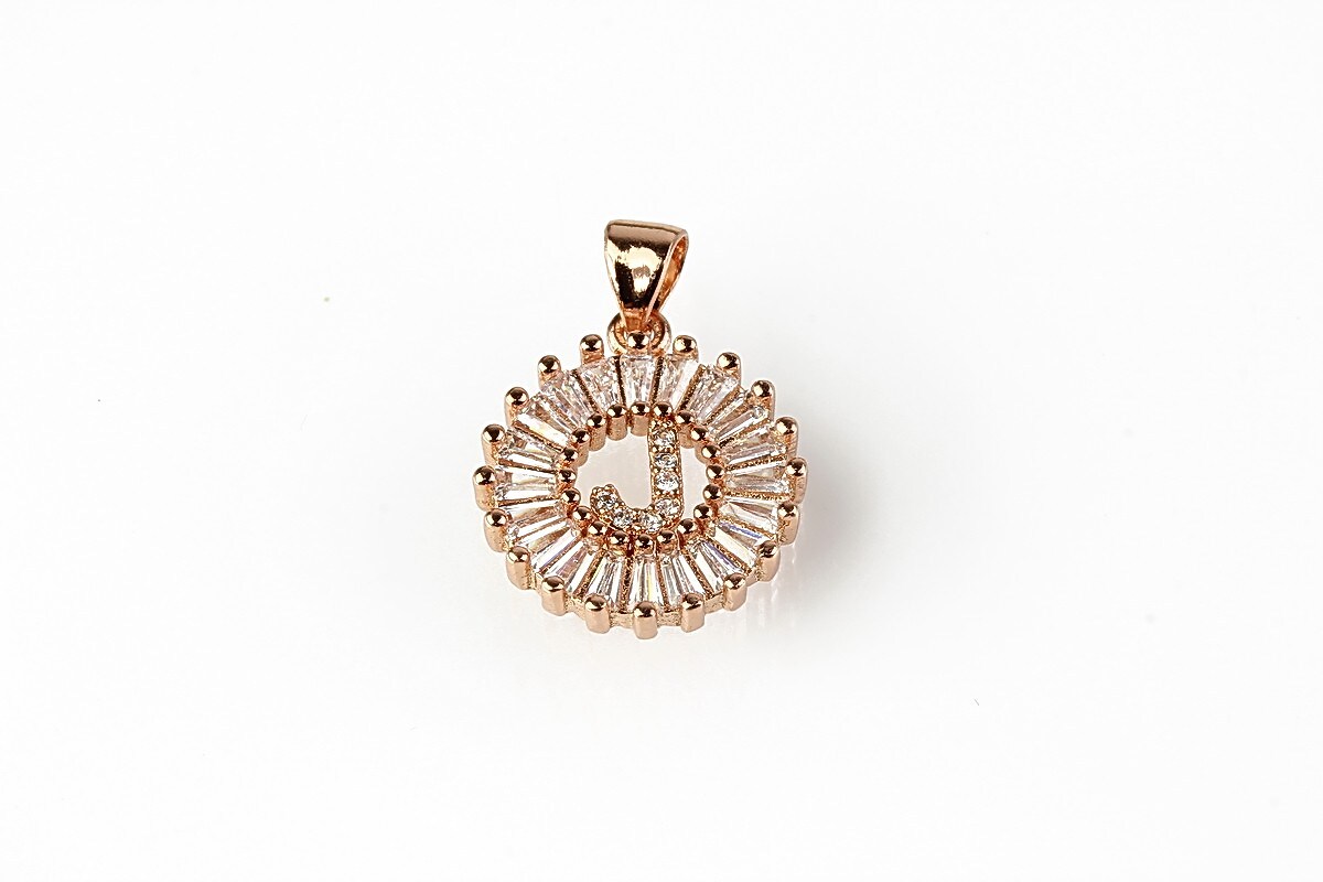 Charm floare cu strasuri Cubic Zirconia 22x15mm - rose gold