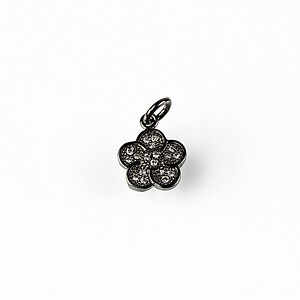 Charm floare cu strasuri Cubic Zirconia 12x9mm - gun metal