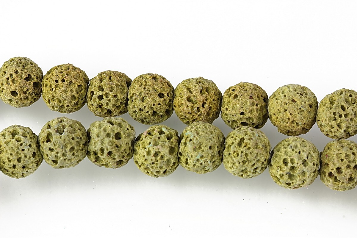 Margele lava colorata sfere 8mm - verde olive