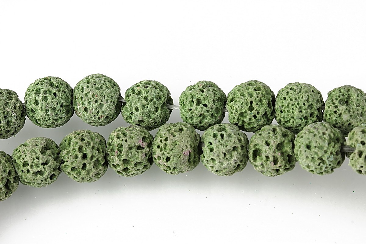 Margele lava colorata sfere 8mm - verde militar