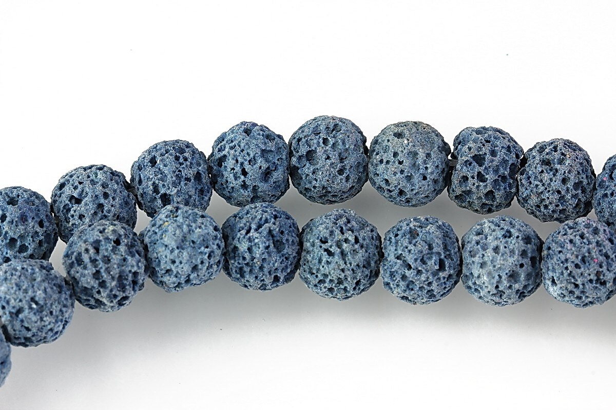 Margele lava colorata sfere 8mm - albastru denim