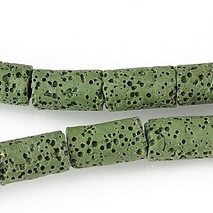 Margele lava colorata tub 15x8mm - verde inchis