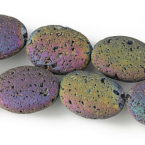 Margele lava electroplacata oval 19x14mm - matte multi color