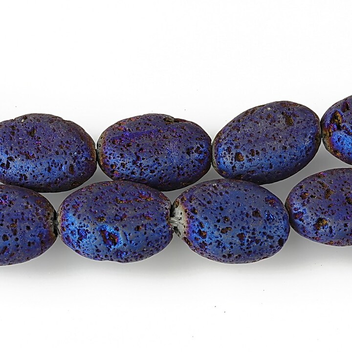 Margele lava electroplacata oval 14x10mm - matte blue