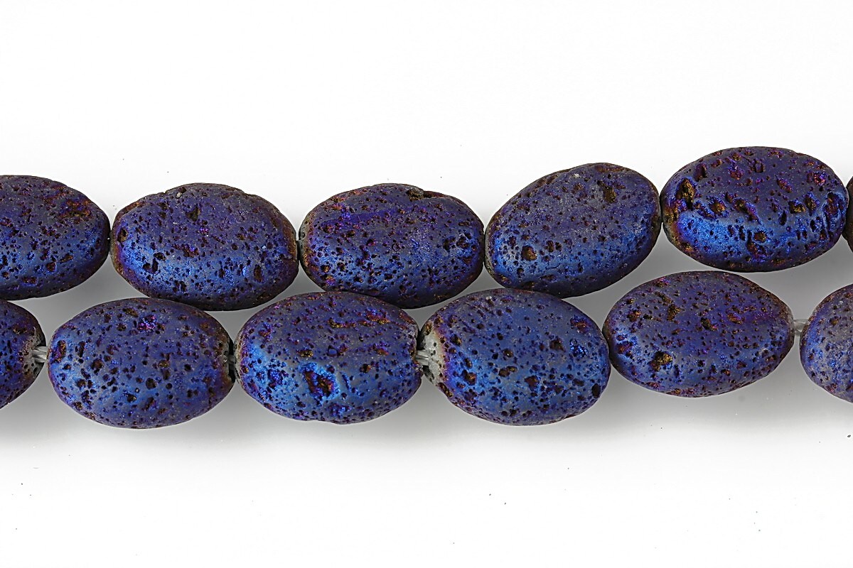 Margele lava electroplacata oval 14x10mm - matte blue