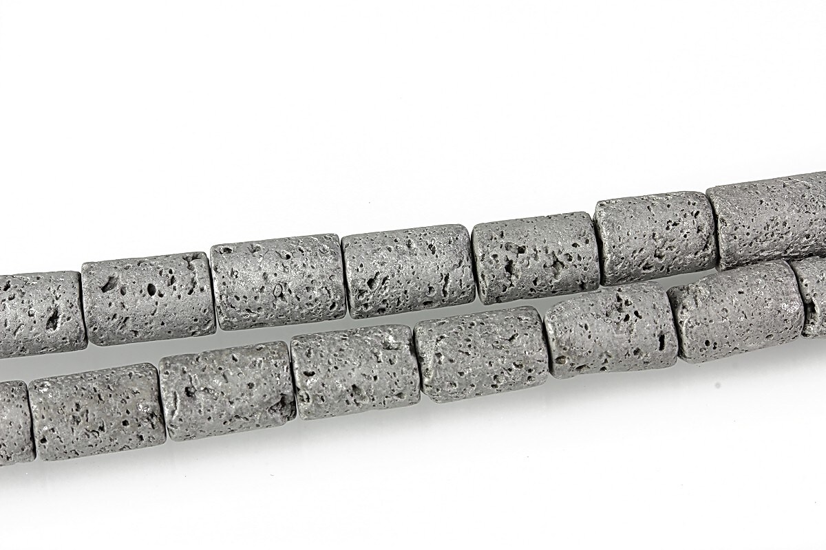 Margele lava electroplacata tub 10x6mm - matte silver