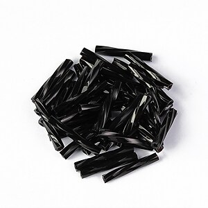 Margele de nisip BUGLE twisted 12mm  (10g) - cod 698 - negru