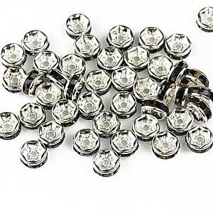 Distantiere cu rhinestone negre 2,5x6mm