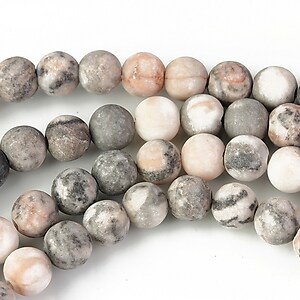 Zebra Jasper roz frosted (mat) 6mm