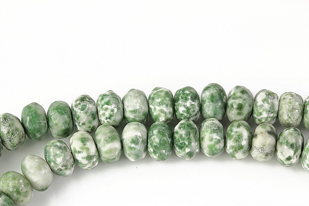 Green spot jasper rondele fatetate 5x8mm