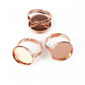 Baza de inel rose gold, reglabila, baza cabochon 16mm