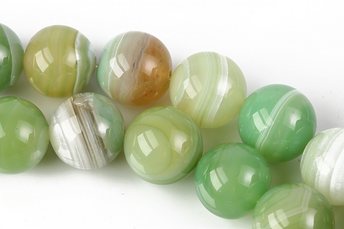 Agate striped sfere 14mm - verde deschis