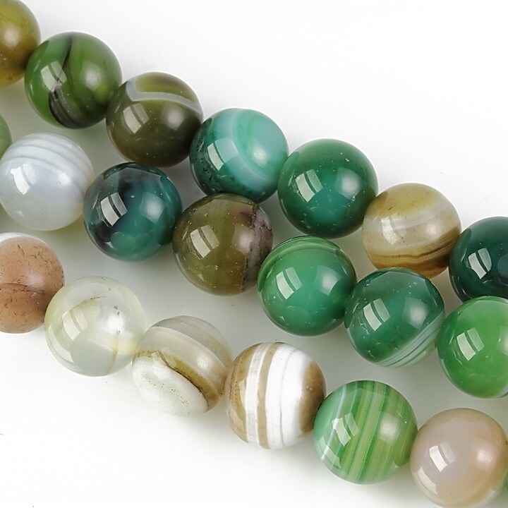 Agate striped sfere 8mm - verde mix