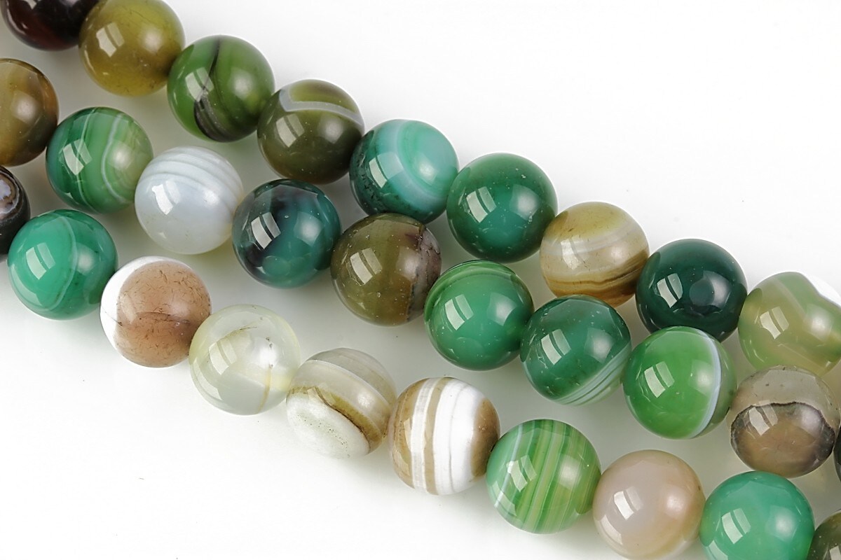 Agate striped sfere 8mm - verde mix