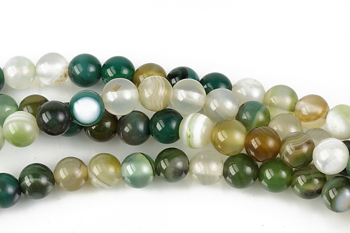 Agate striped sfere 6mm - verde mix