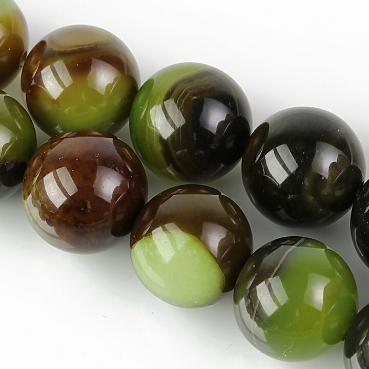 Agate striped sfere 14mm - verde olive