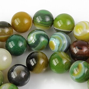 Agate striped sfere 10mm - verde olive