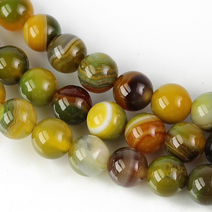 Agate striped sfere 8mm - verde olive