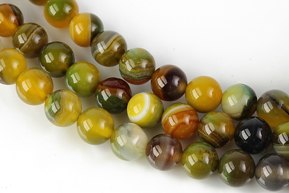 Agate striped sfere 8mm - verde olive