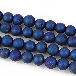 Druzy Agate electroplacate frosted sfere 6mm - albastru cobalt