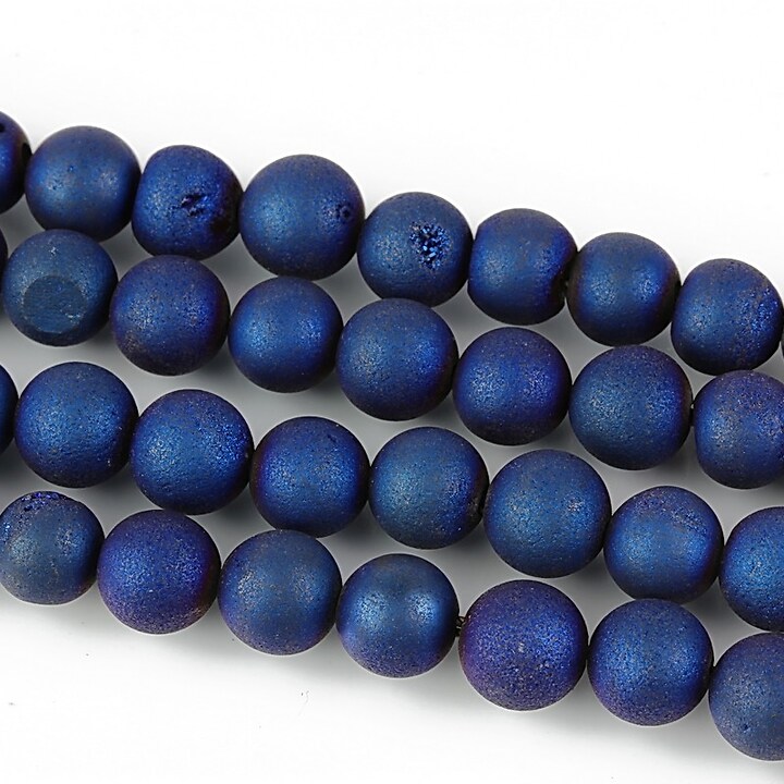 Druzy Agate electroplacate frosted sfere 6mm - albastru cobalt