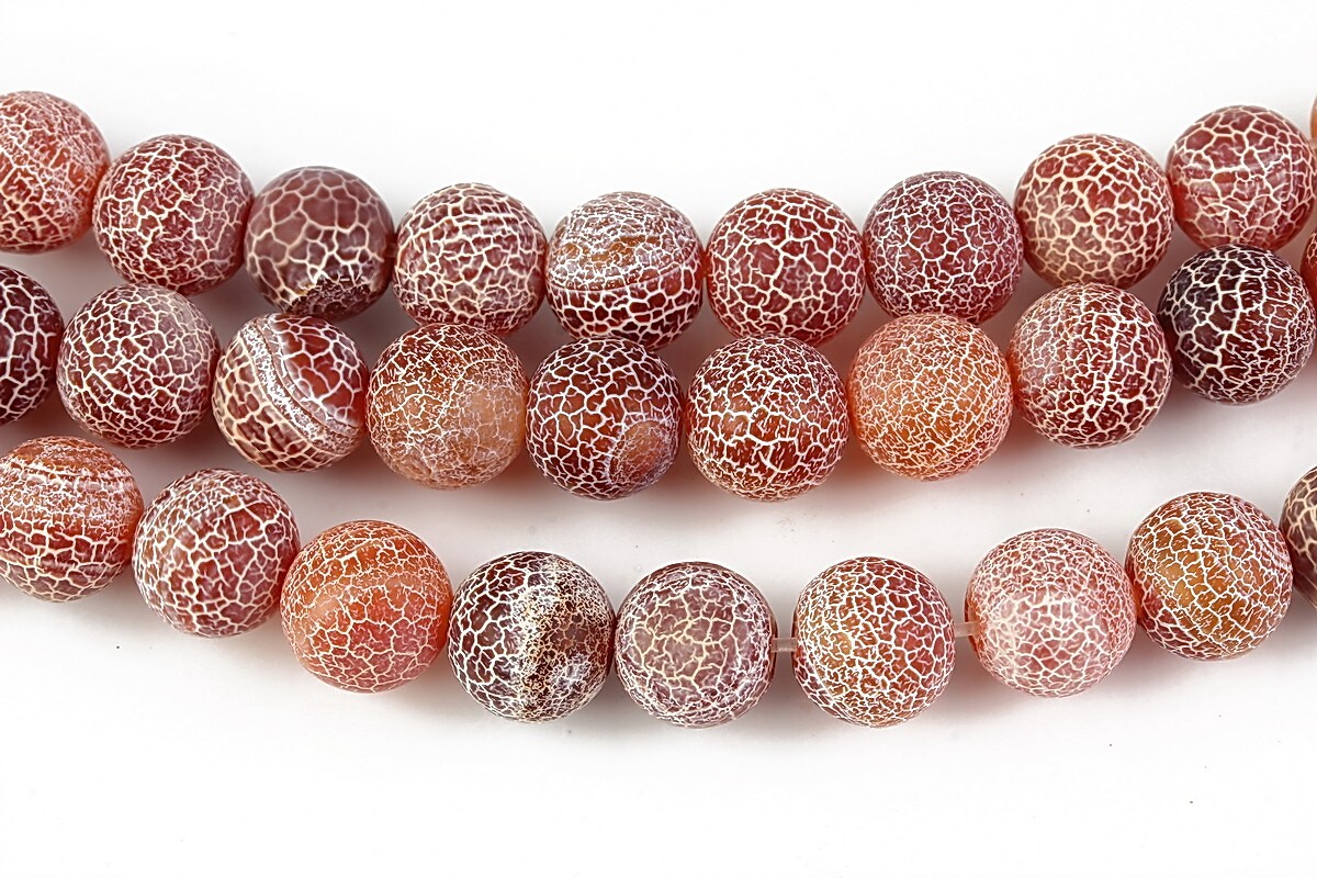 Agate crackle frosted sfere 8mm - grena