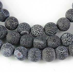 Agate crackle frosted sfere 8mm - negru