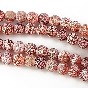 Agate crackle frosted sfere 6mm - grena