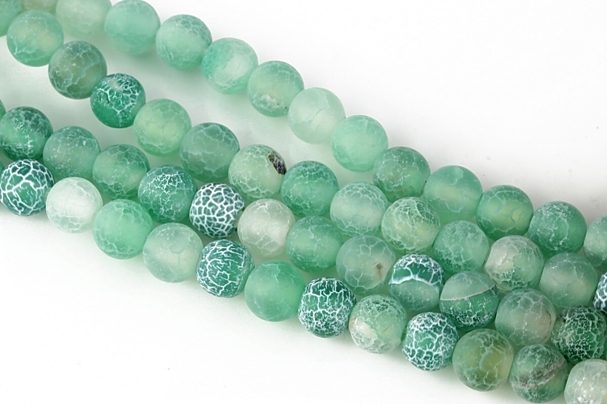 Agate crackle frosted sfere 6mm - verde