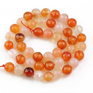 Margele agate rosii sfere fatetate 8mm (sirag)