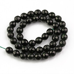 Margele green goldstone sfere fatetate 8mm (sirag)