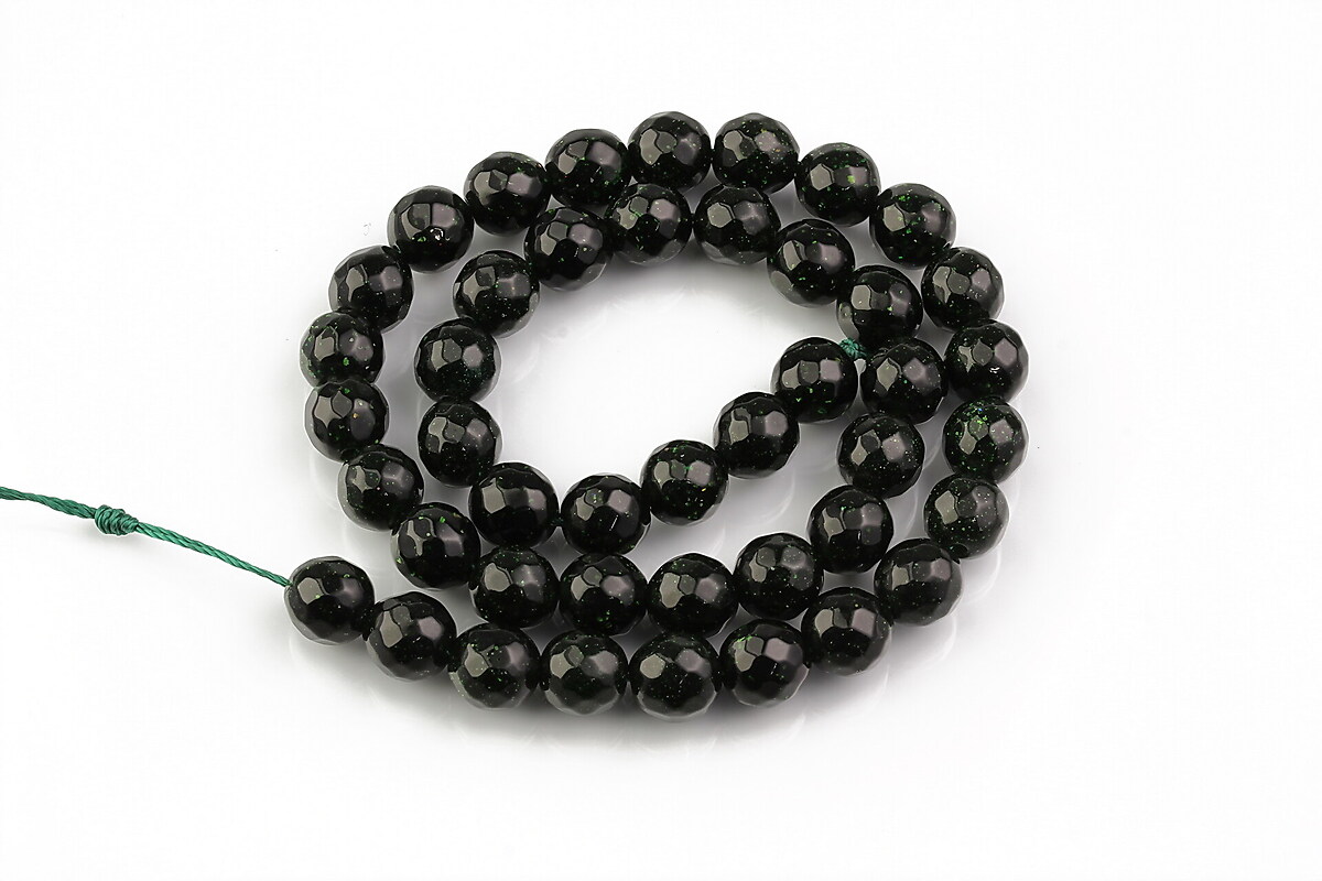 Margele green goldstone sfere fatetate 8mm (sirag)