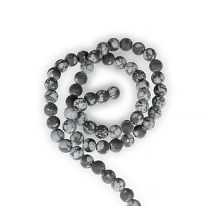 Margele Snowflake Obsidian frosted (mat) sfere 6mm (sirag)