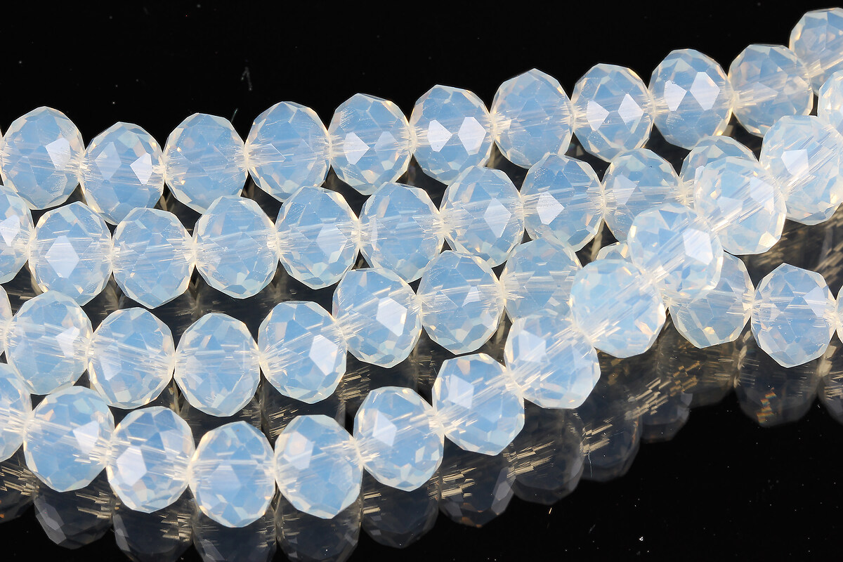 Margele cristal rondele 6x8mm (sirag) - alb transparent opalescent