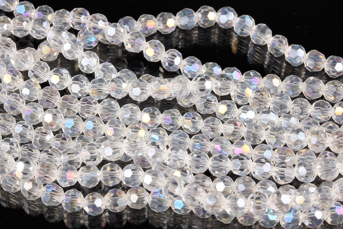 Margele cristal rotund 4mm (sirag) - AB alb