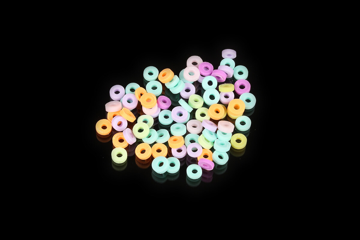 Margele Heishi rondele din lut polimeric 4x5x1,5mm (20 grame) - mix pastel