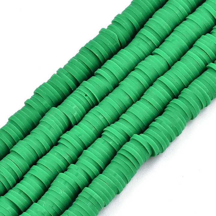 Sirag margele Heishi rondele din lut polimeric 6x1-1,5mm - verde