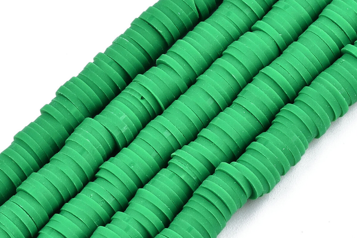 Sirag margele Heishi rondele din lut polimeric 6x1-1,5mm - verde