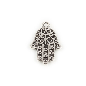 Charm argintiu antichizat mana Hamsa 24x16mm